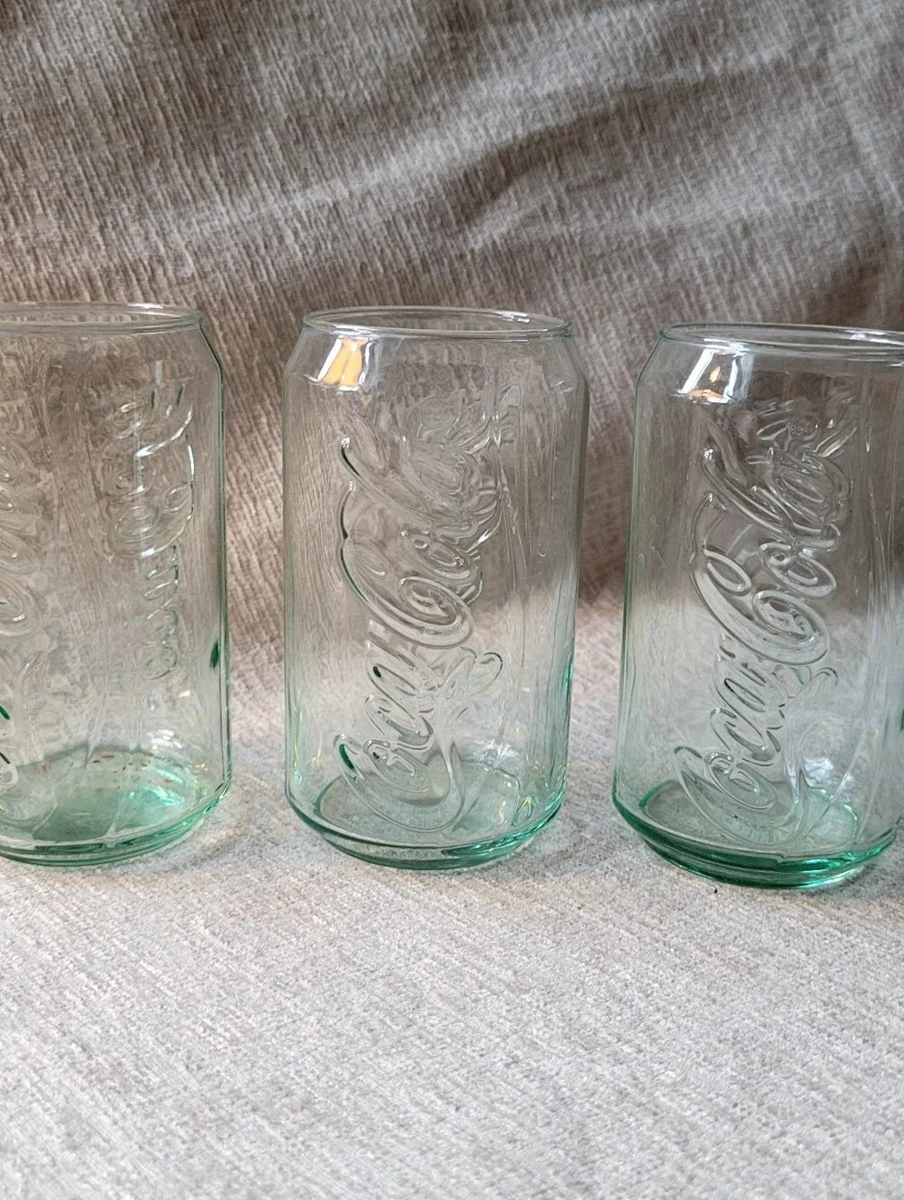 Coca-Cola Embossed Glass Tumbler in Aqua Green